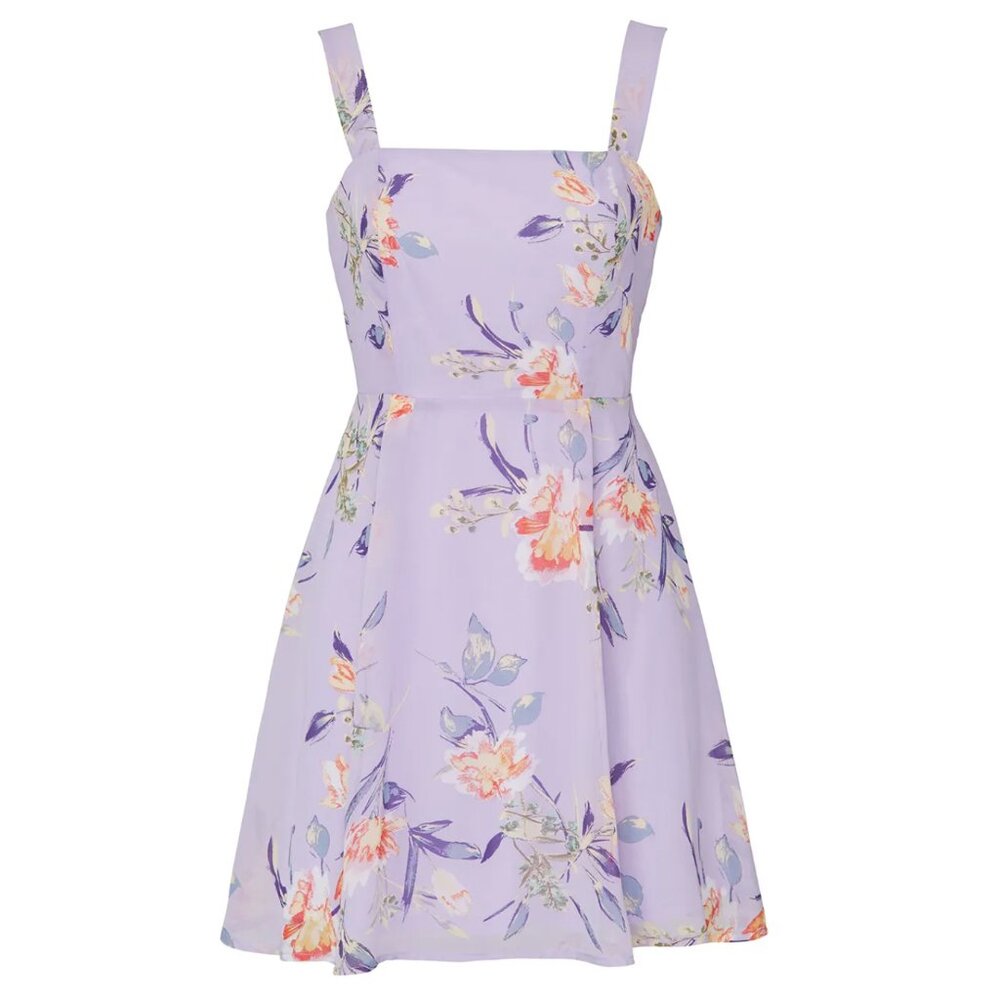 LOUNA Floral Tie Back Mini Dress Size Small Lilac Purple Rent the Runway RTR